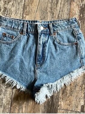 & Other Stories Light Blue Frayed Hem Denim Shorts
